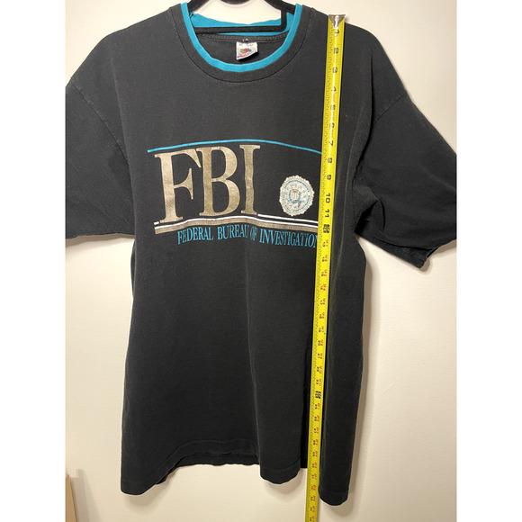 Black Vintage Federal Bureau of Investigation FBI Fruit of the Loom Tee Size XL - Picture 5 of 7